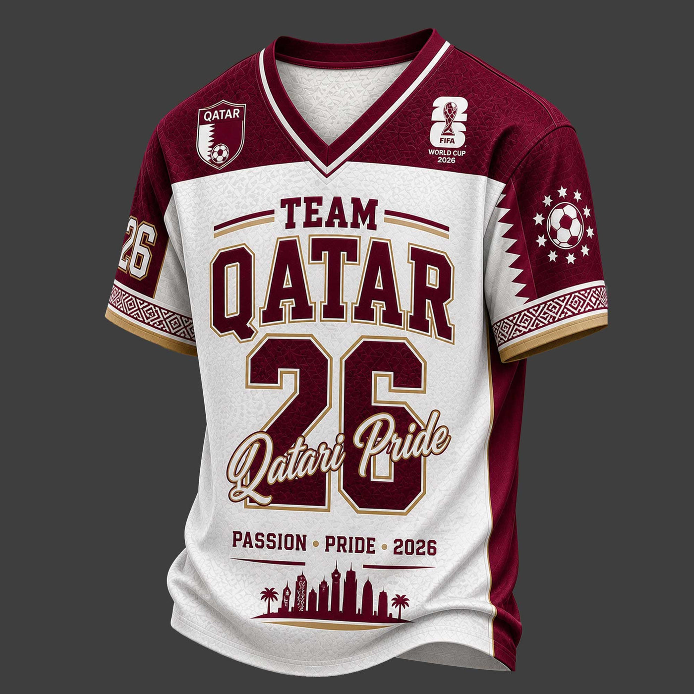Qatar World Cup 2026 V-Neck Jersey