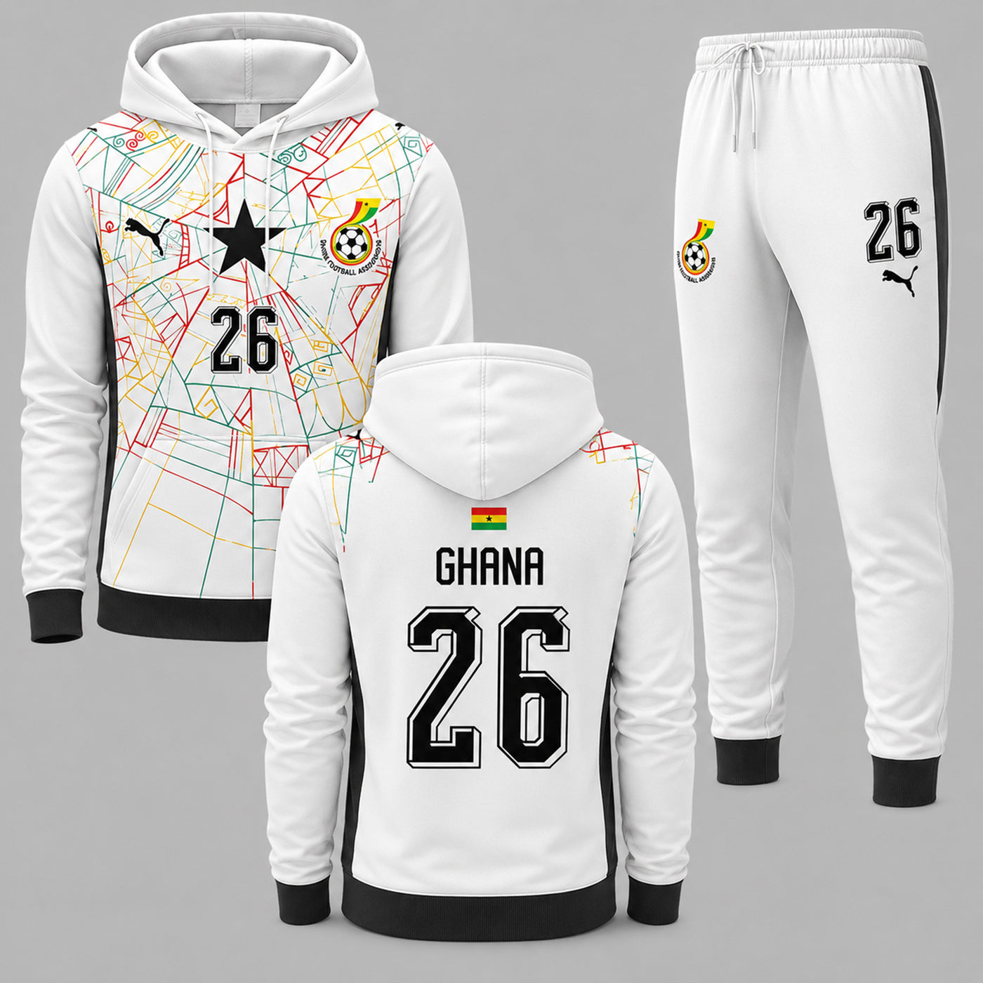 Ghana 2026 World Cup Home Hoodie Jogger Set PVT03
