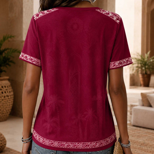 Qatar World Cup 2026 Heritage Women V-neck Shirt