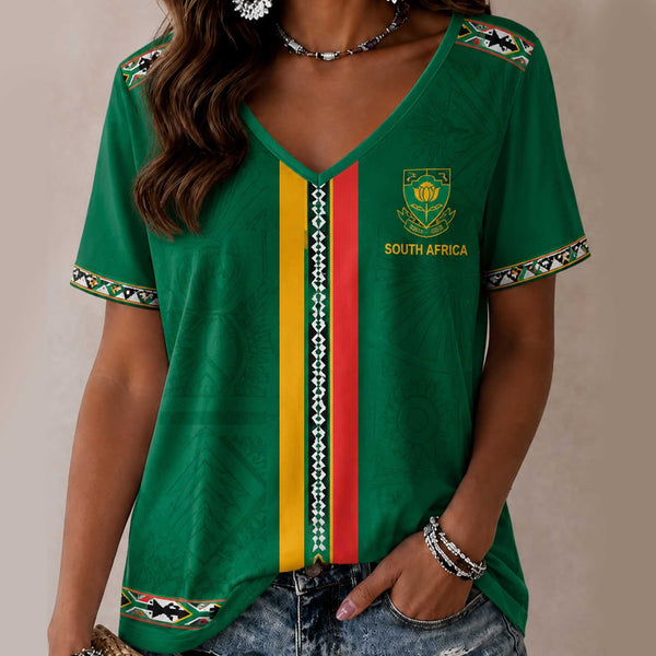 South Africa World Cup 2026 Heritage Women V-neck Shirt