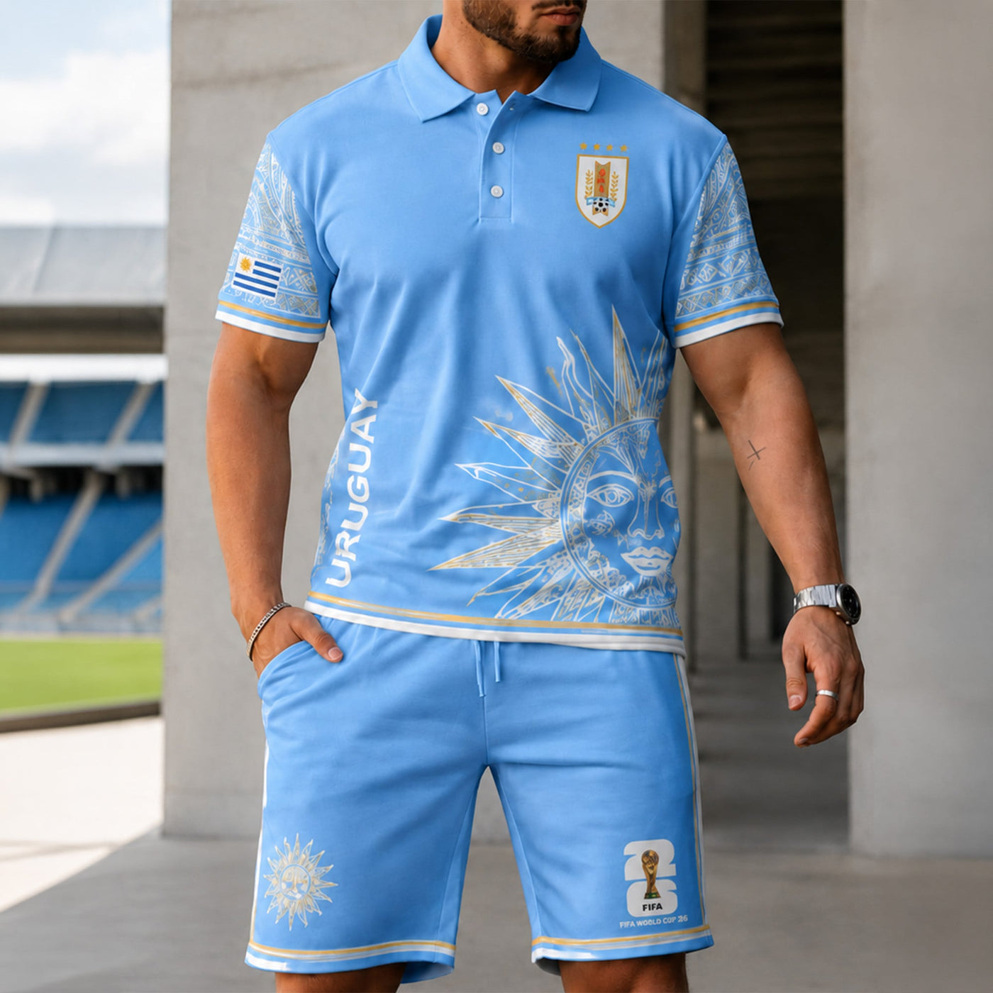Uruguay World Cup 2026 Polo Short Set PVT015