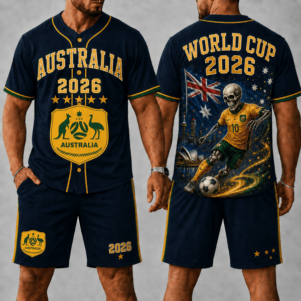Australia WC 26 Skull Jersey Shorts Set