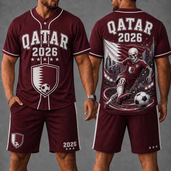 Qatar WC 26 Skull Jersey Shorts Set