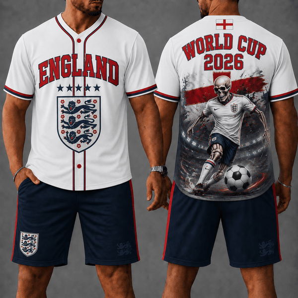 England WC 26 Skull Jersey Shorts Set