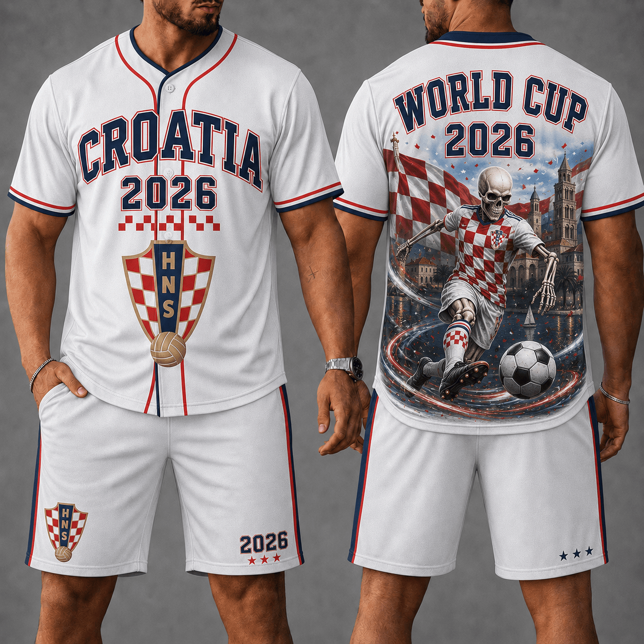 Croatia WC 26 Skull Jersey Shorts Set