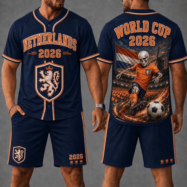 Netherlands WC 26 Skull Jersey Shorts Set