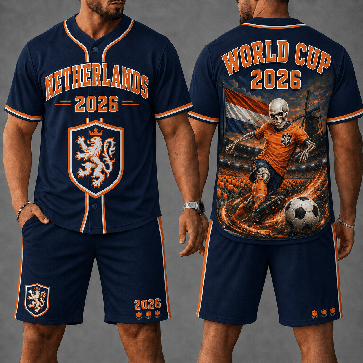 Netherlands WC 26 Skull Jersey Shorts Set