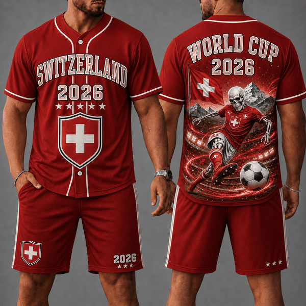 Switzerland WC 26 Skull Jersey Shorts Set