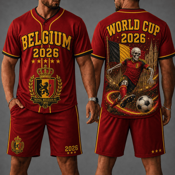 Belgium WC 26 Skull Jersey Shorts Set