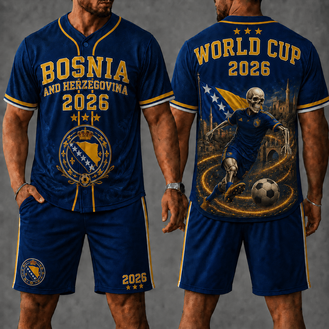 Bosnia and Herzegovina WC 26 Skull Jersey Shorts Set
