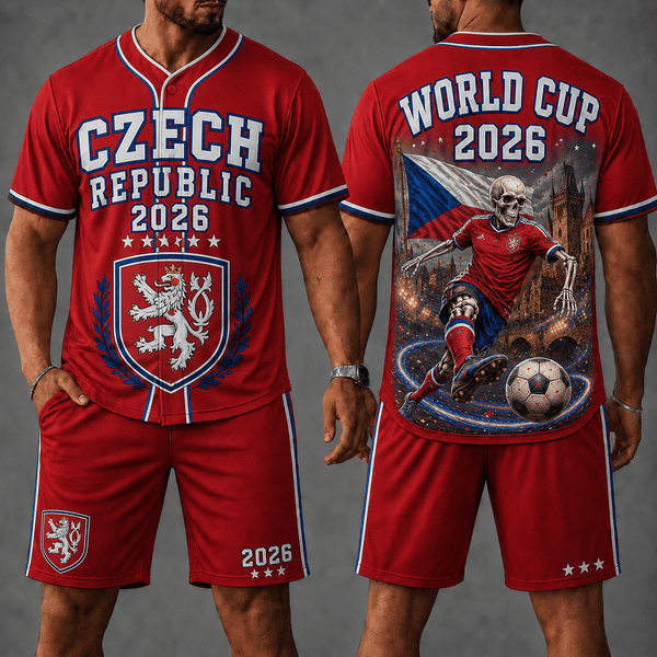 Czech Republic WC 26 Skull Jersey Shorts Set