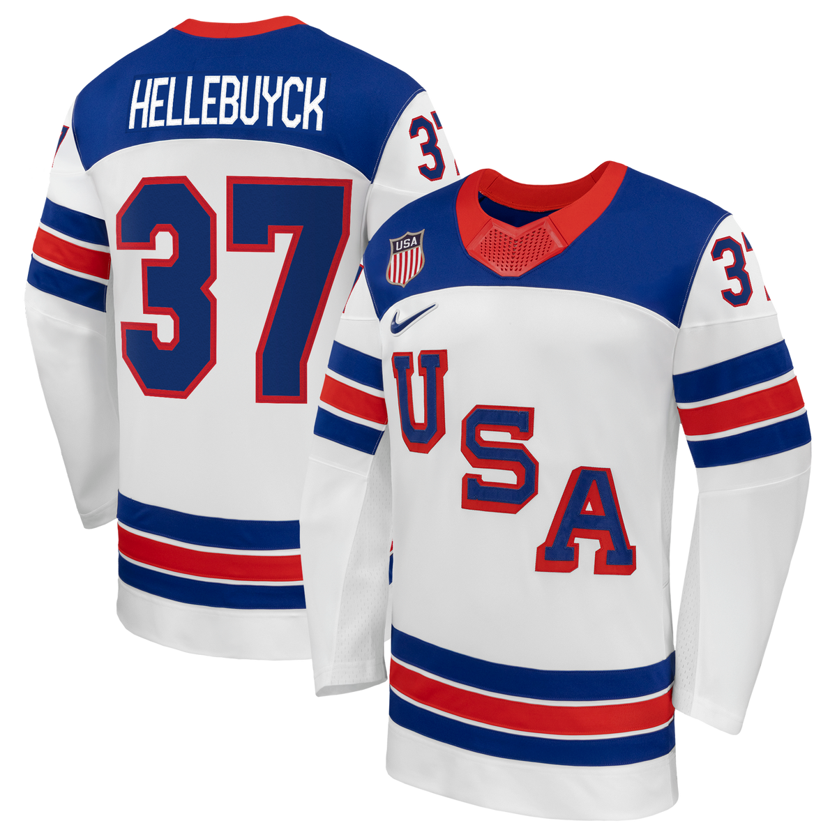 Connor Hellebuyck White US Hockey 2026 Away Replica Jersey