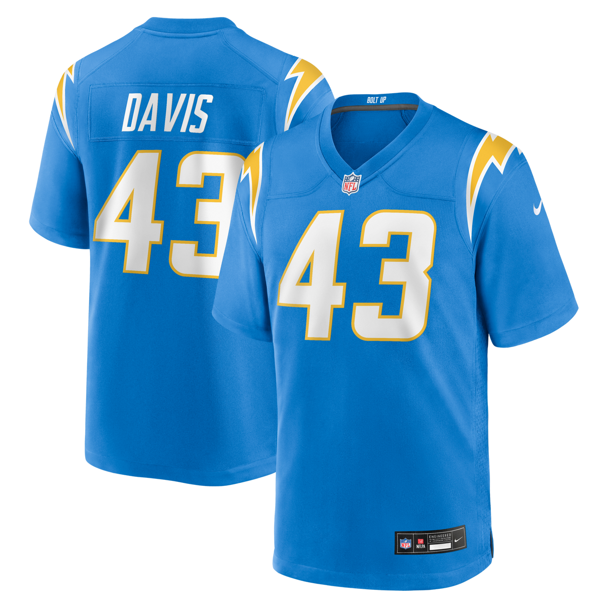 Los Angeles Chargers Michael Davis Powder Blue Game Jersey
