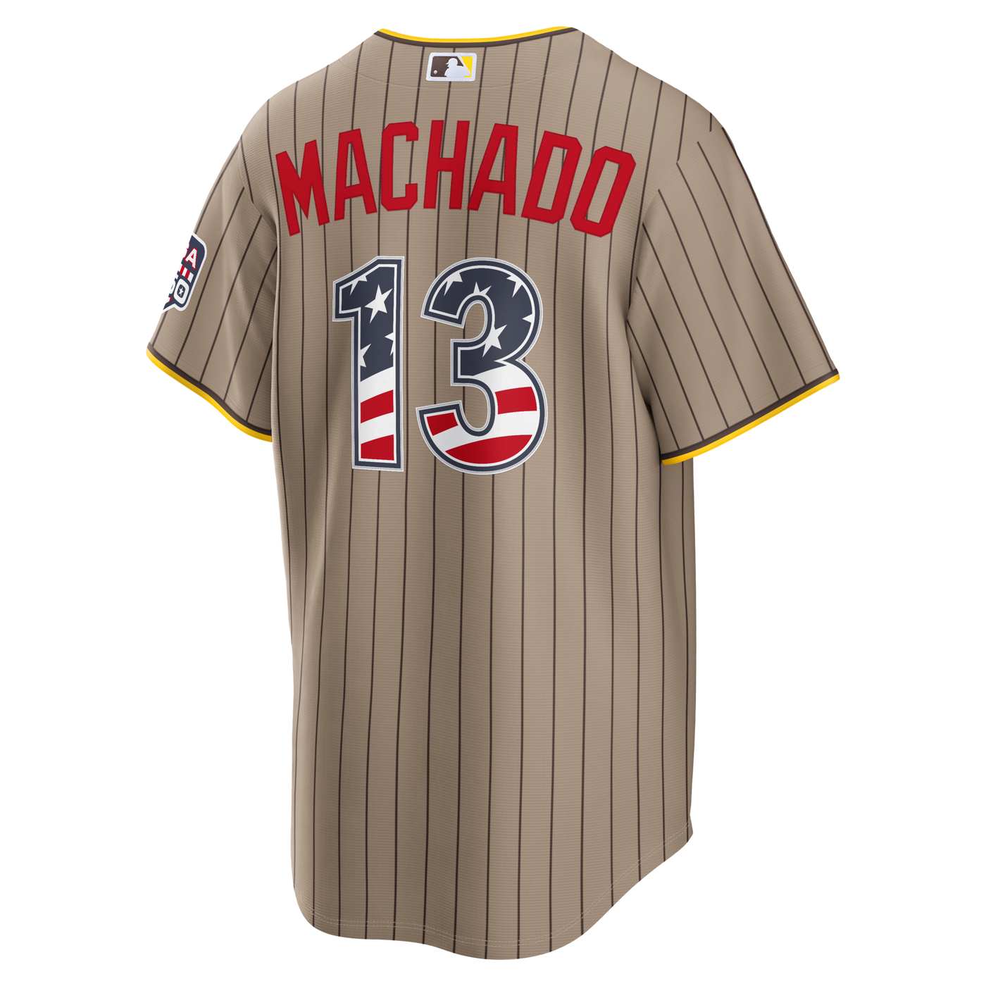 Fourth of July San Diego Padres Manny Machado Nike Sand USA 250 Stadium Jersey