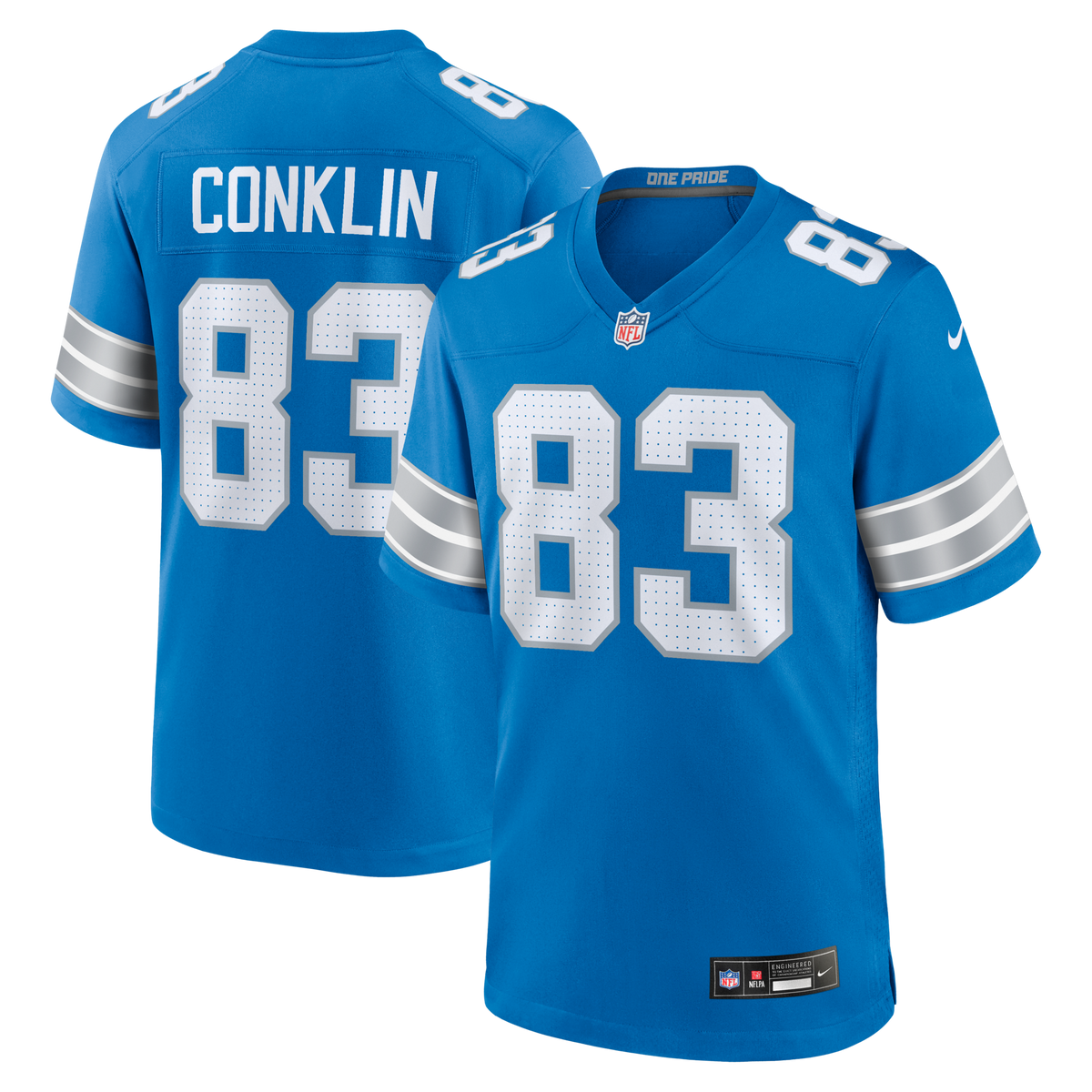 Detroit Lions Tyler Conklin Blue Team Game Jersey
