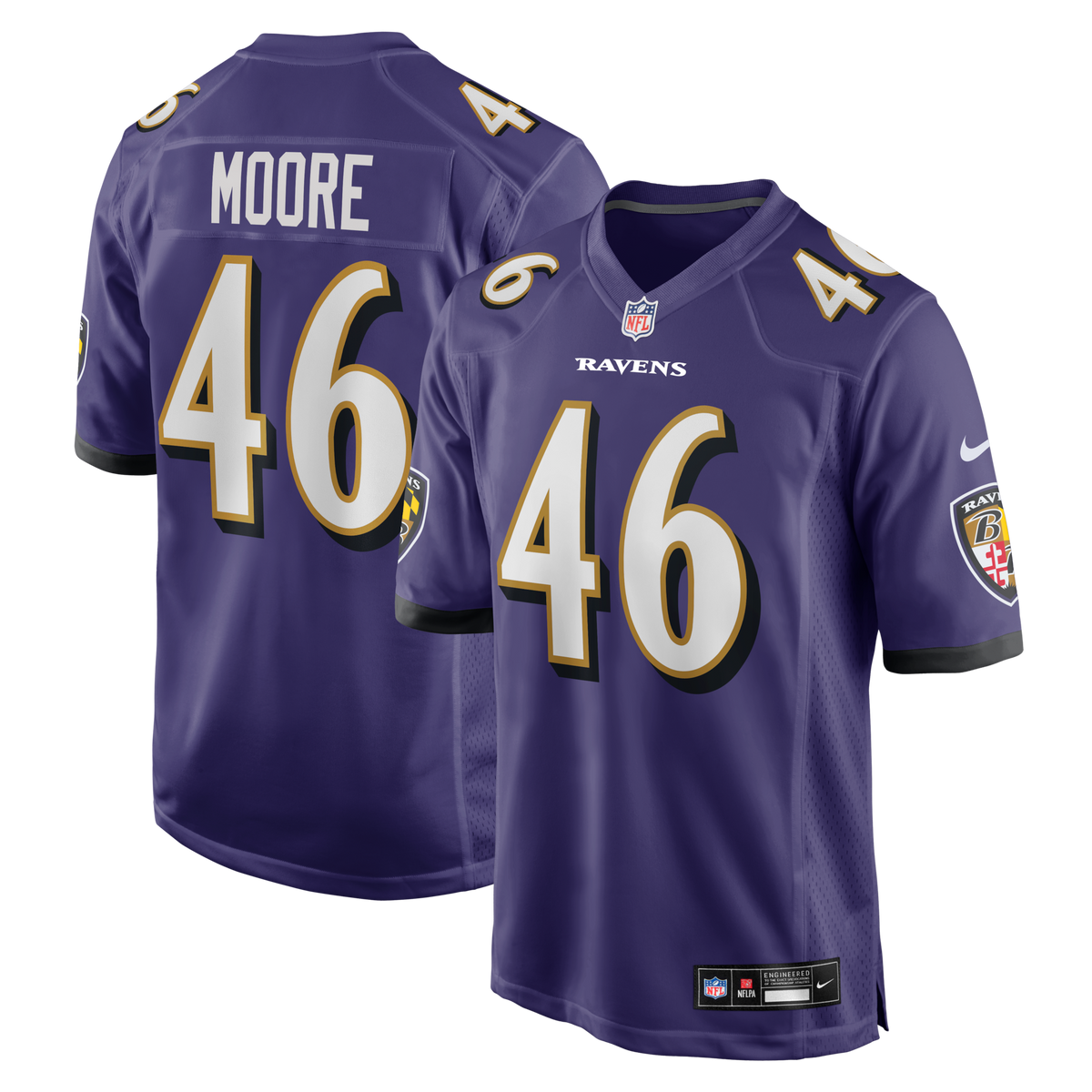 Baltimore Ravens Nick Moore Purple Game Jersey