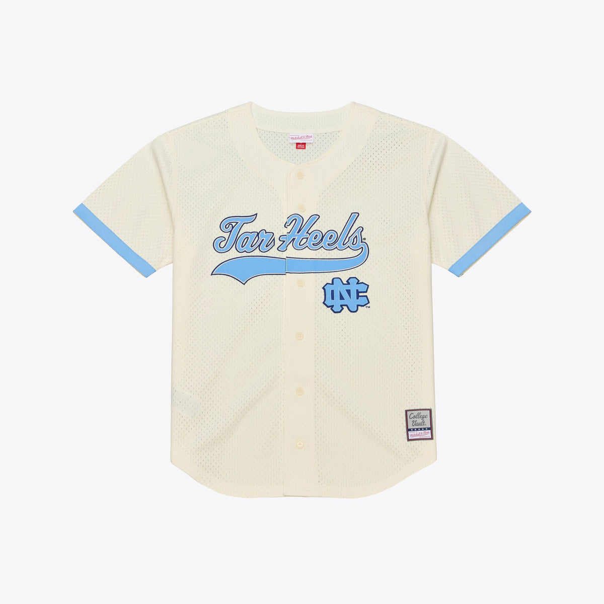 North Carolina Tar Heels Mitchell & Ness Mesh Button-Up Batting Practice Baseball Jersey - Cream