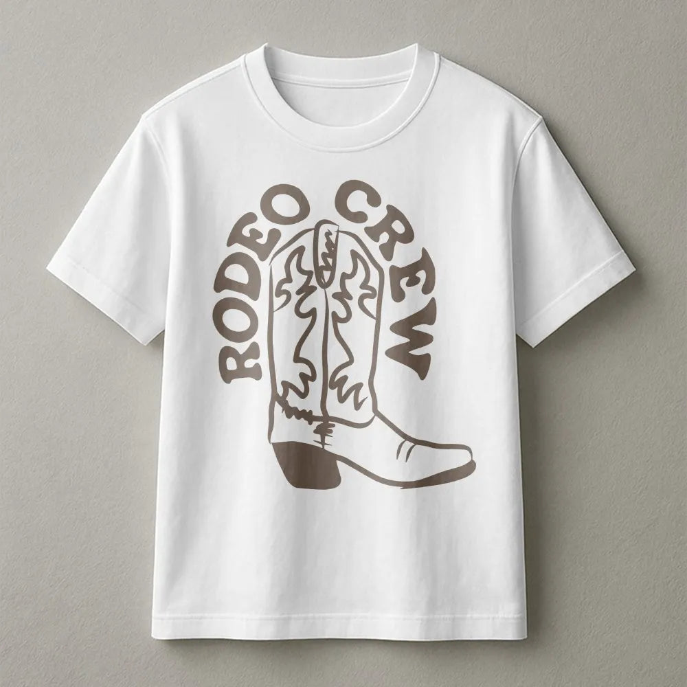 Rodeo Crew T-Shirt | Western Cowboy Boot Graphic | Cozy Cotton Blend | Matching Family First Birthday Gift