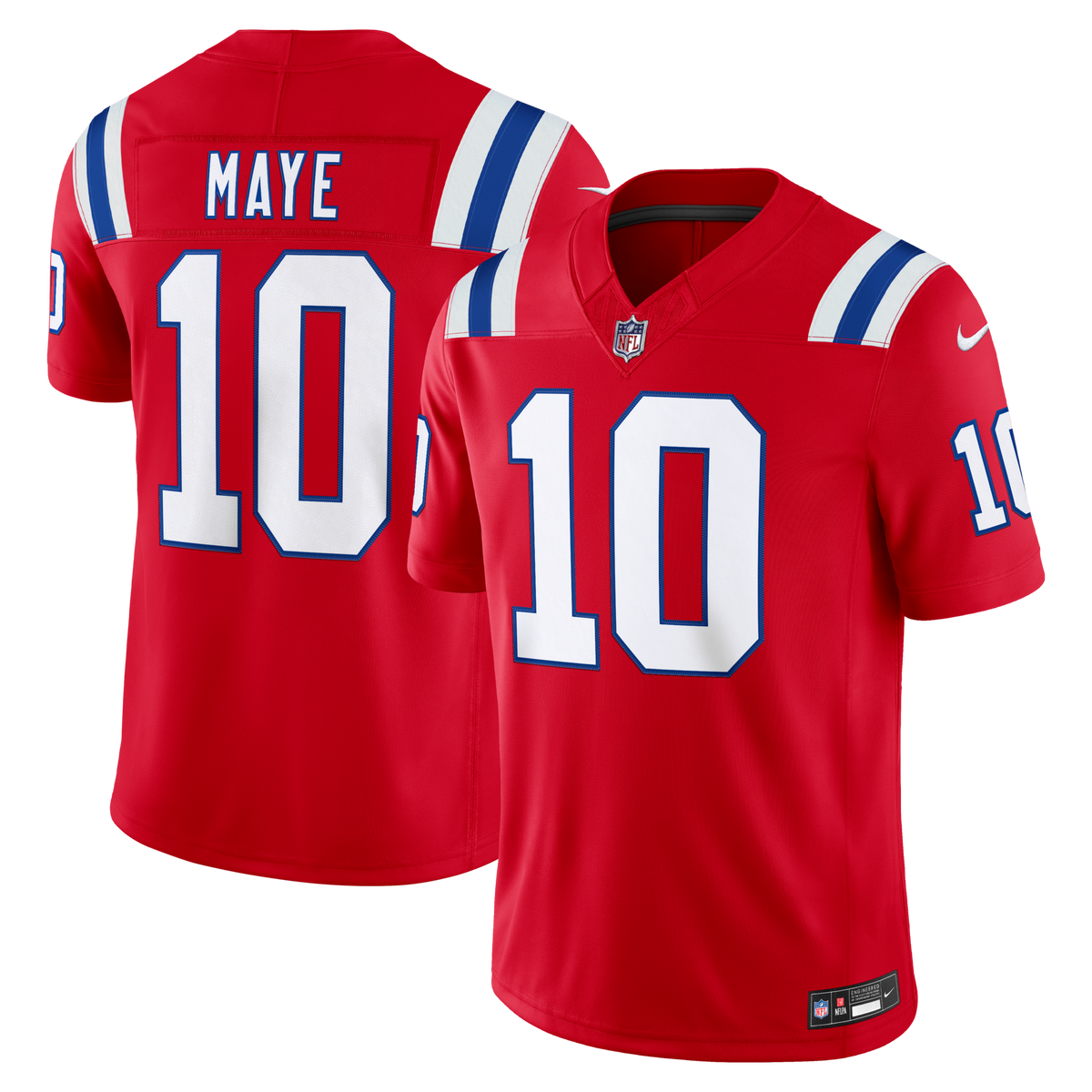 New England Patriots Drake Maye Red Alternate Vapor F.U.S.E. Stitched Limited Jersey