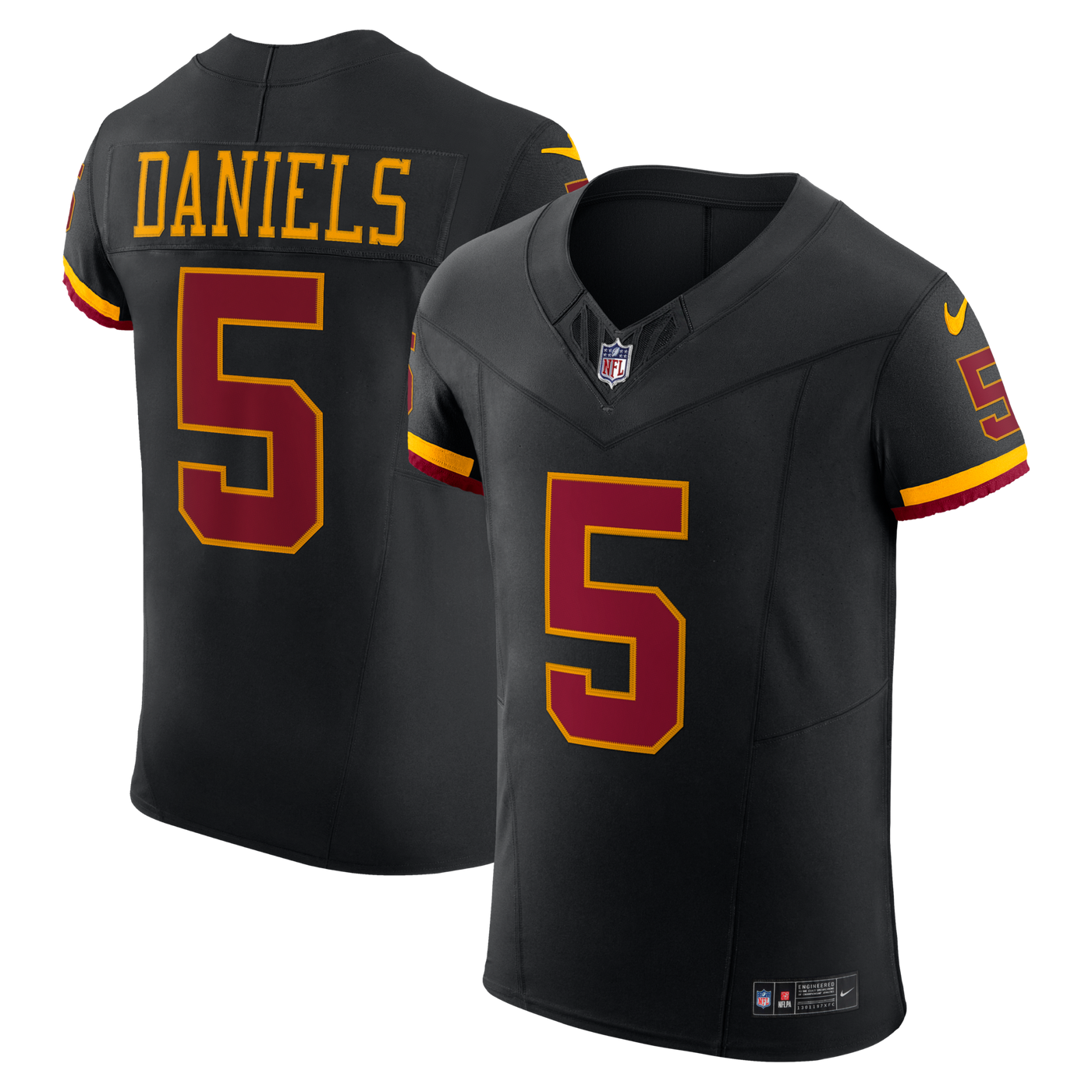 Washington Commanders Jayden Daniels Nike Black Alternate Vapor F.U.S.E. Elite Jersey