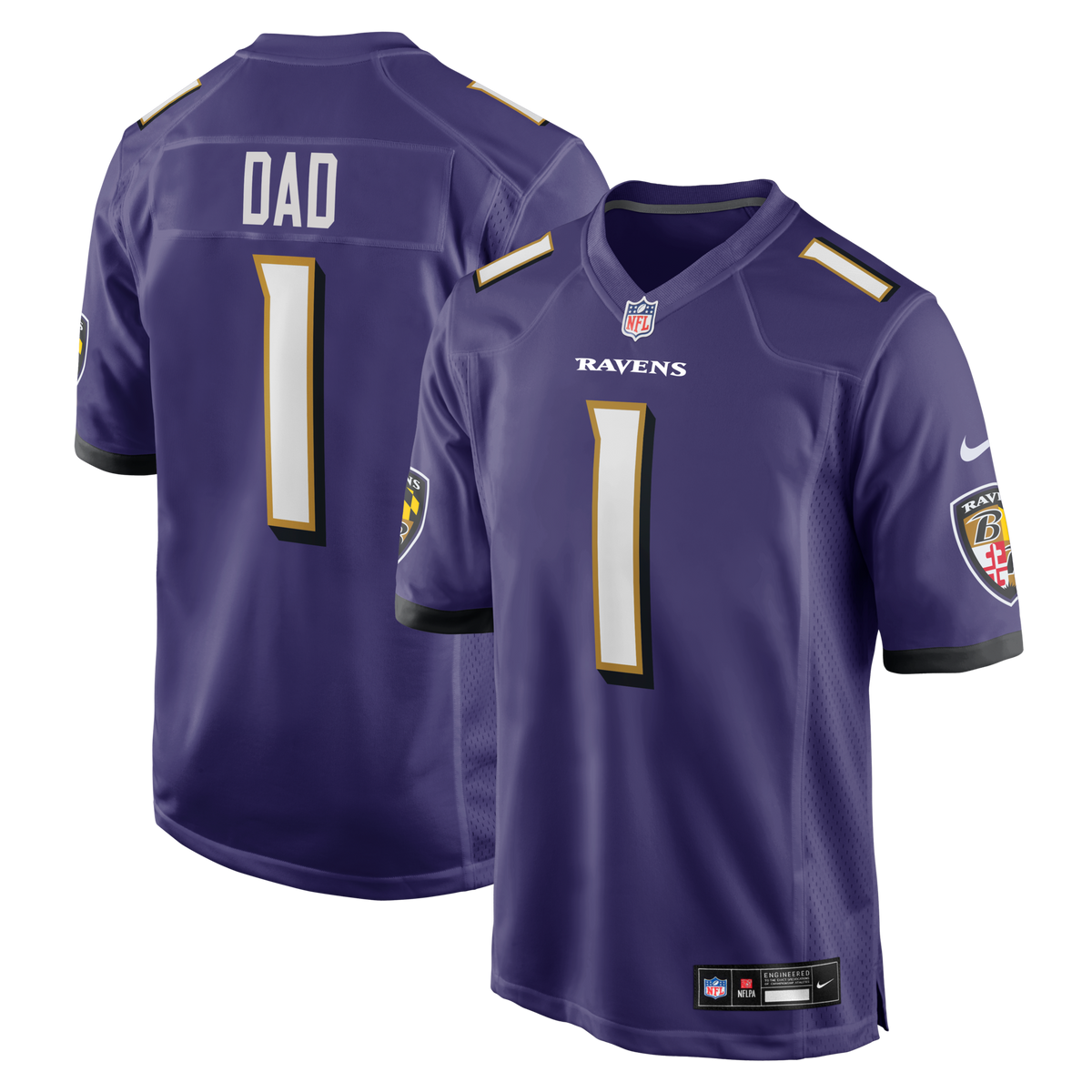 Baltimore Ravens Number 1 Dad Purple Game Jersey