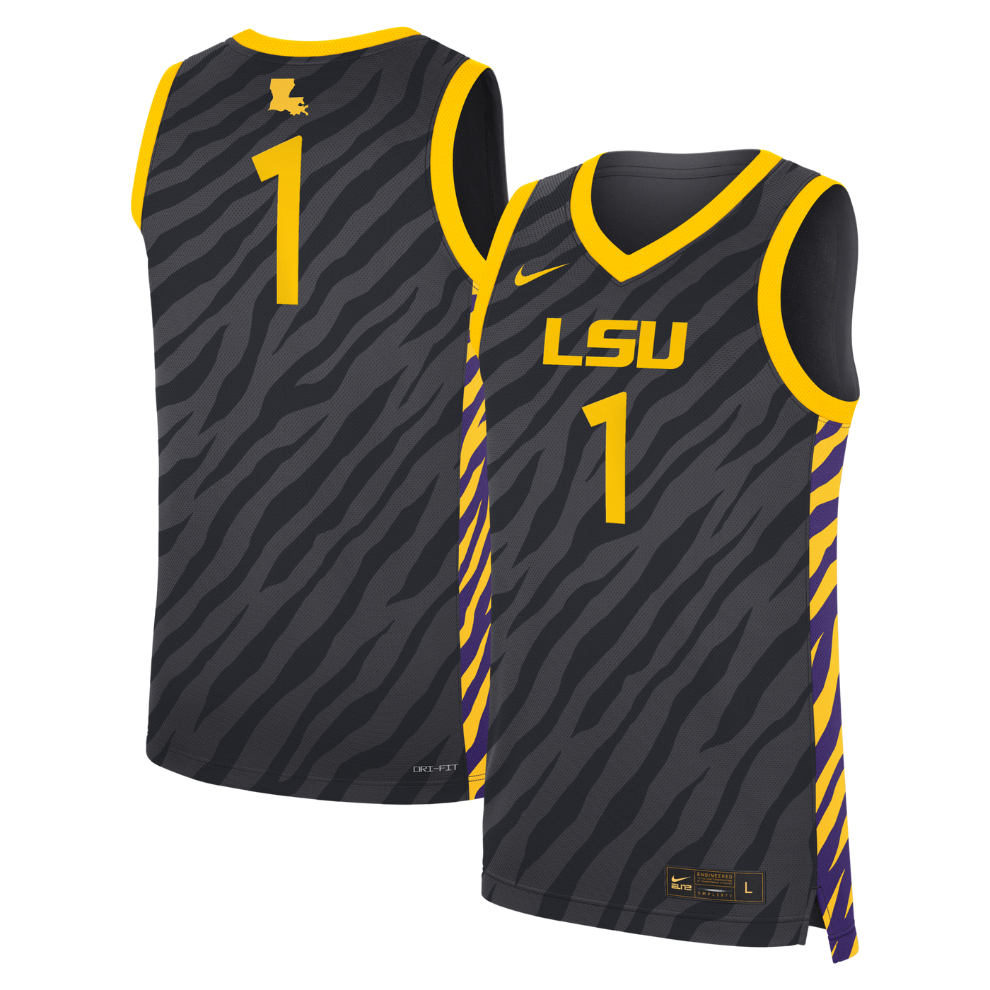 Nike #1 Anthracite LSU Tigers Replica Basketball Jersey