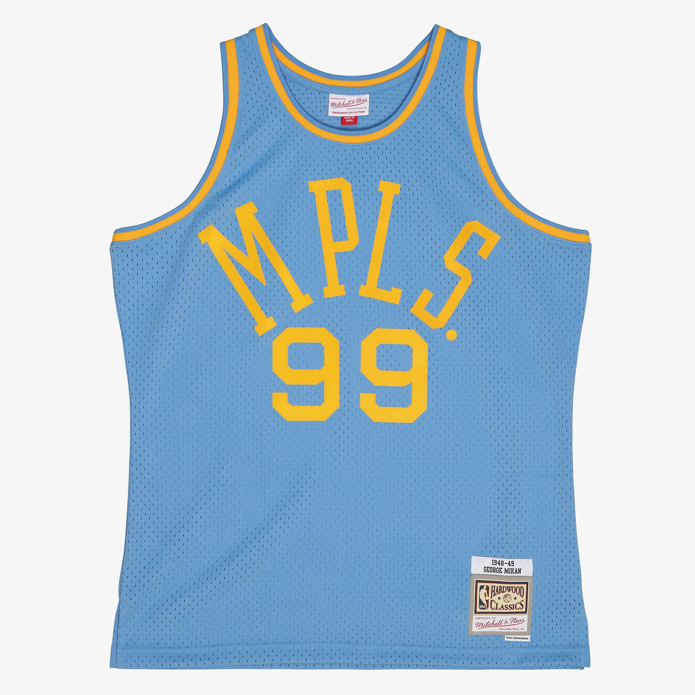 Los Angeles Lakers Mitchell & Ness George Mikan 1948 Dark Authentic Jersey - Columbia Blue