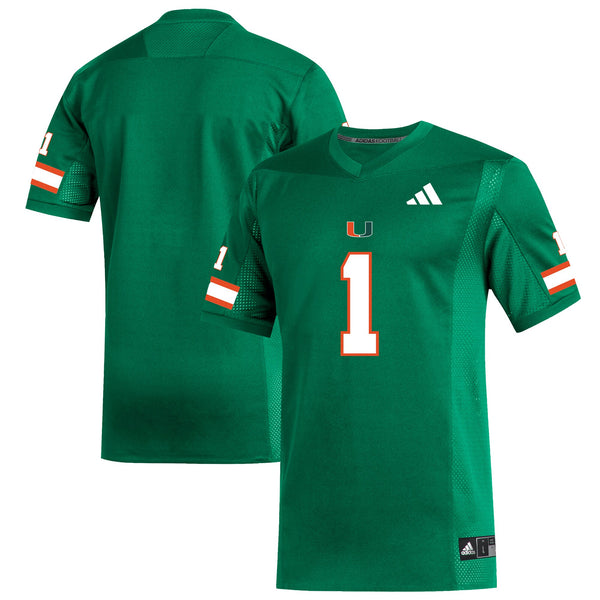 adidas #1 Green Miami Hurricanes Replica Football Jersey
