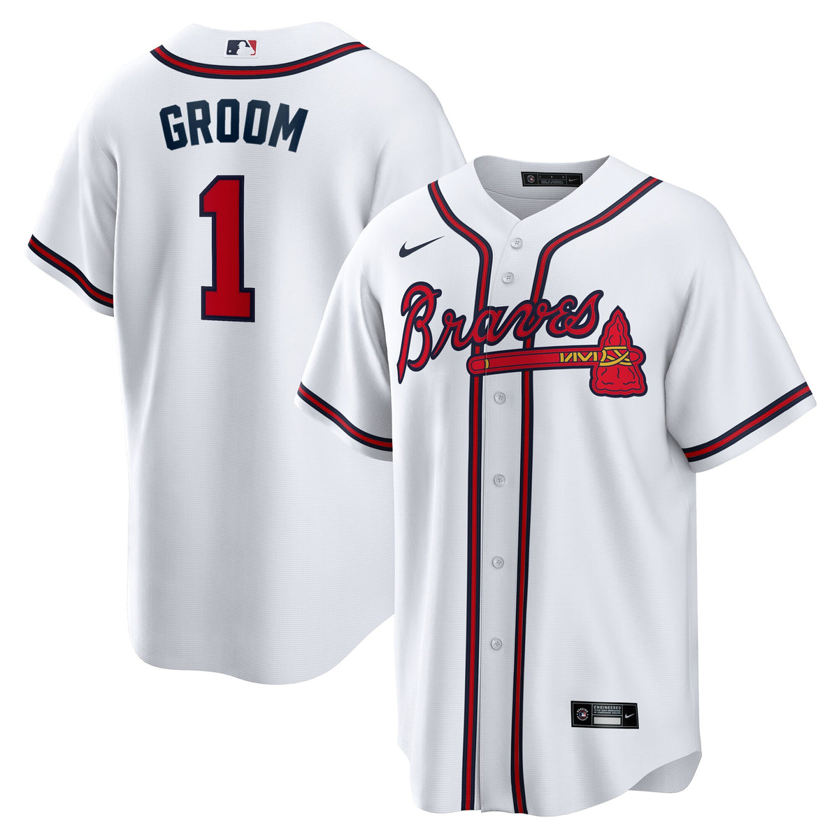Atlanta Braves White #1 Groom Home Replica Jersey