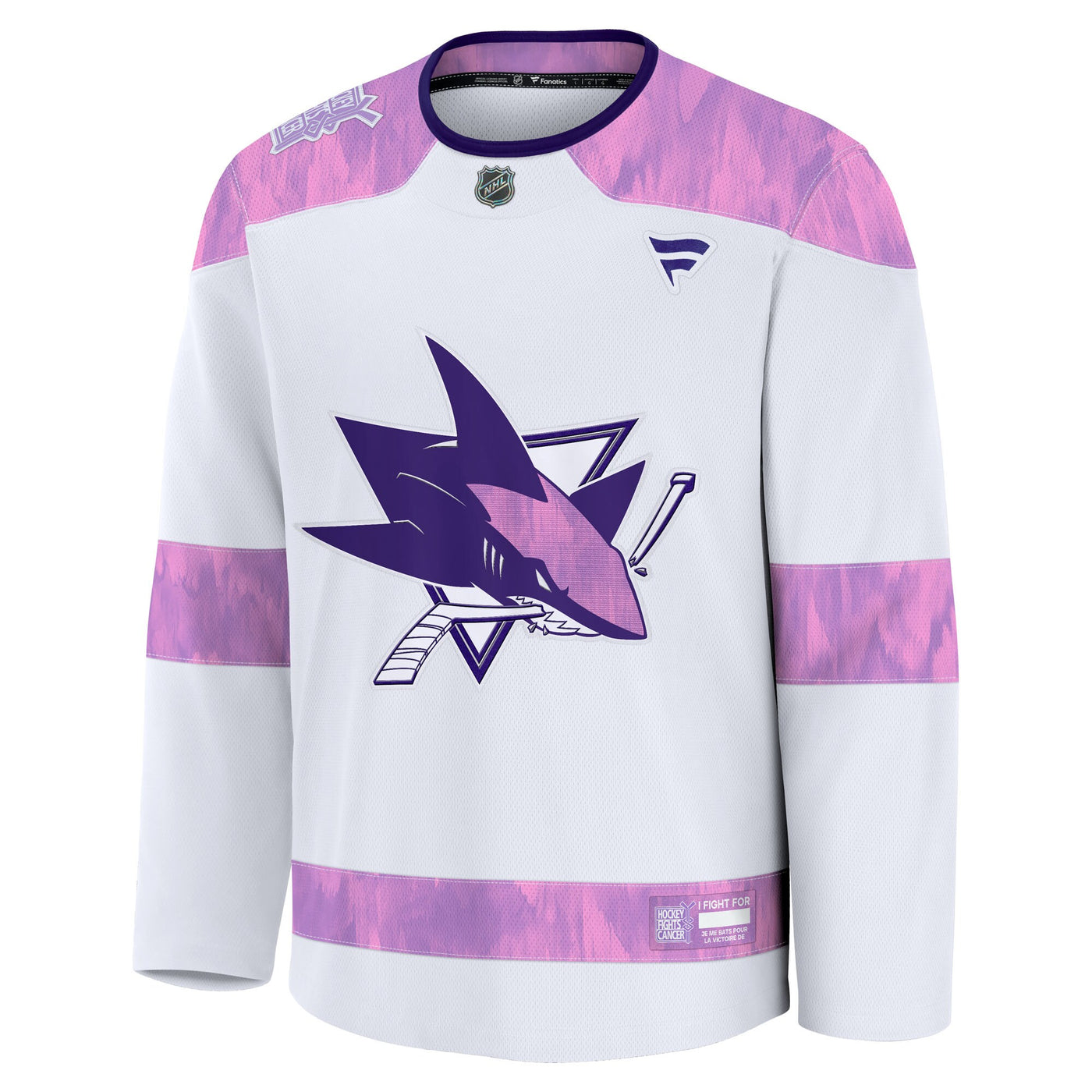 San Jose Sharks Fanatics White Hockey Fights Cancer Survivor Practice Jersey
