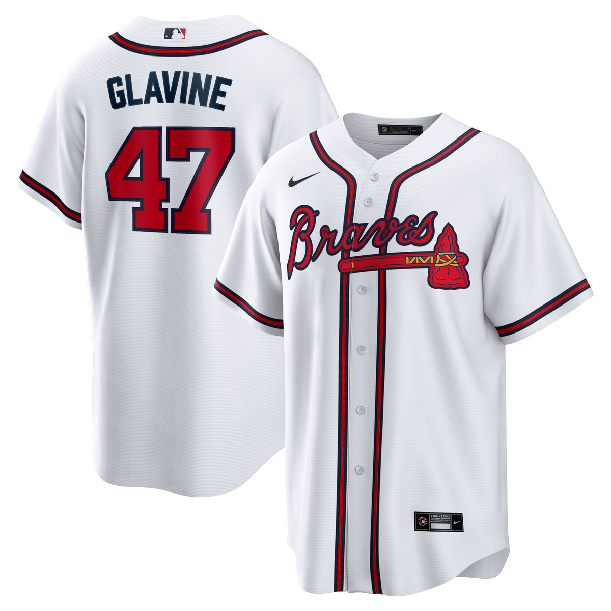 Atlanta Braves Tom Glavine White Home Retired Player Replica Jersey