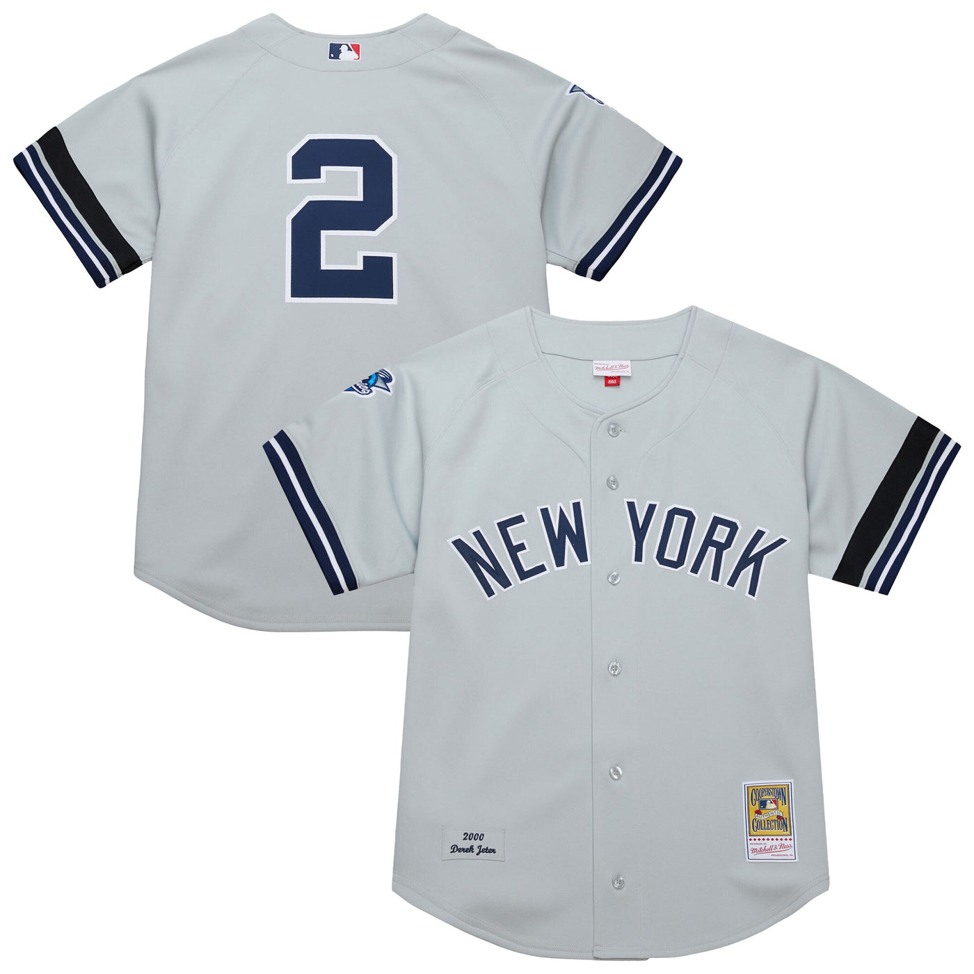 New York Yankees Derek Jeter Mitchell & Ness Gray Cooperstown Collection 2000 World Series Authentic Jersey