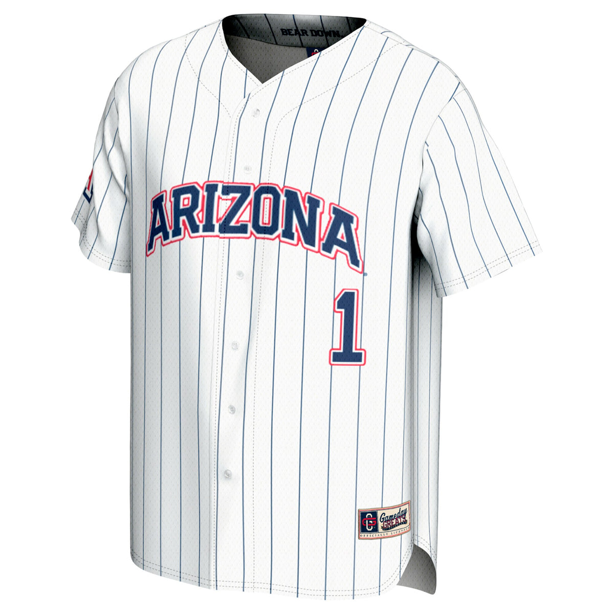 #1 Arizona Wildcats GameDay Greats Lightweight Baseball Fashion Jersey - White