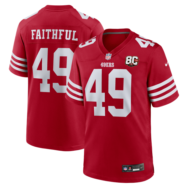 San Francisco 49ers The Faithful Nike Scarlet 80th Anniversary Game Jersey