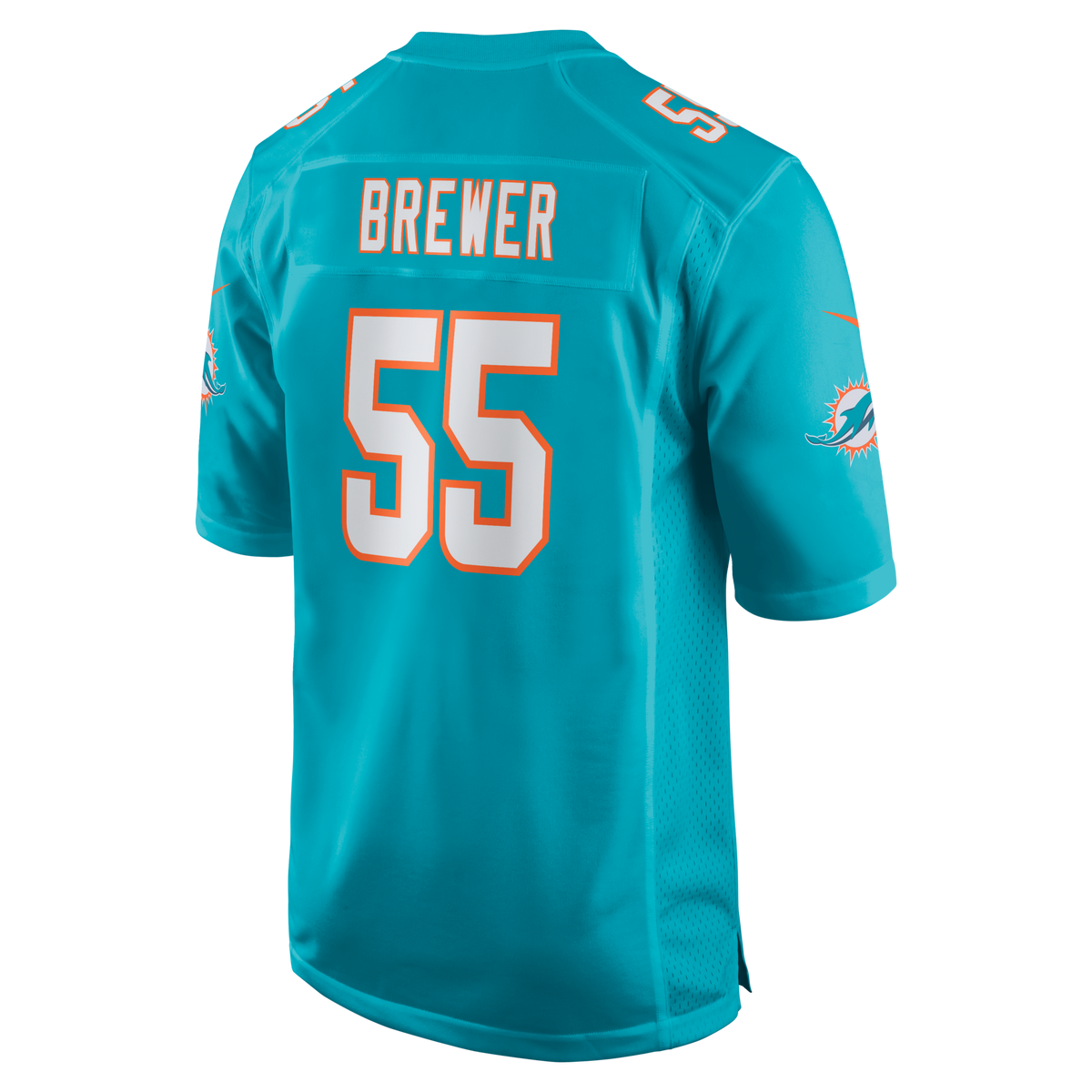 Miami Dolphins Aaron Brewer Aqua Game Jersey