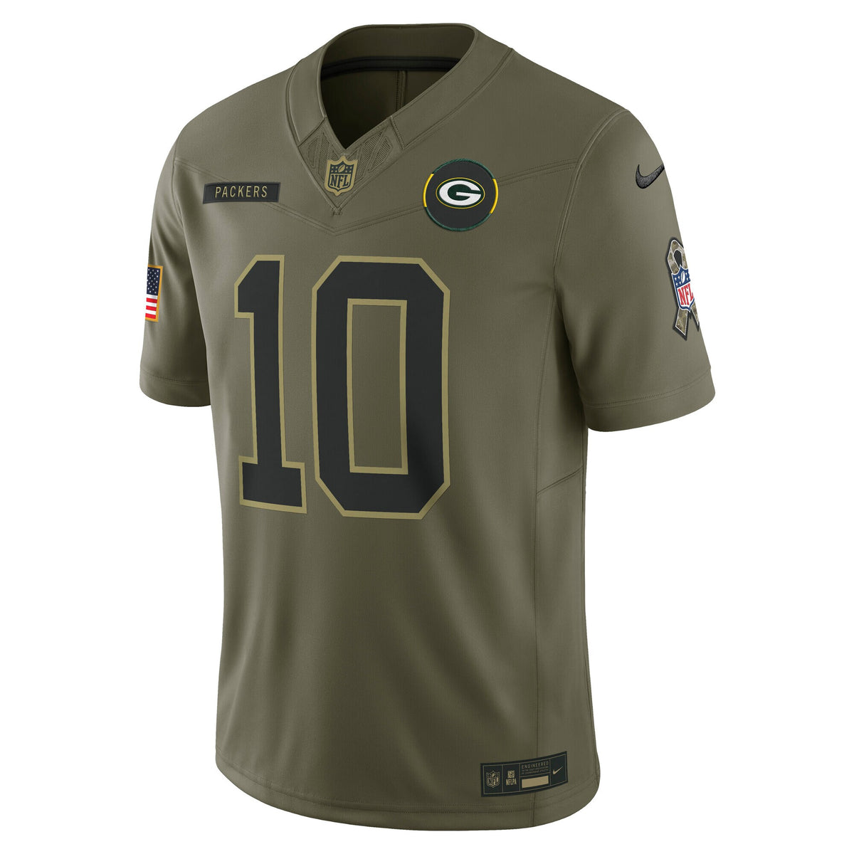 Green Bay Packers Jordan Love Olive 2025 Salute to Service Limited Jersey