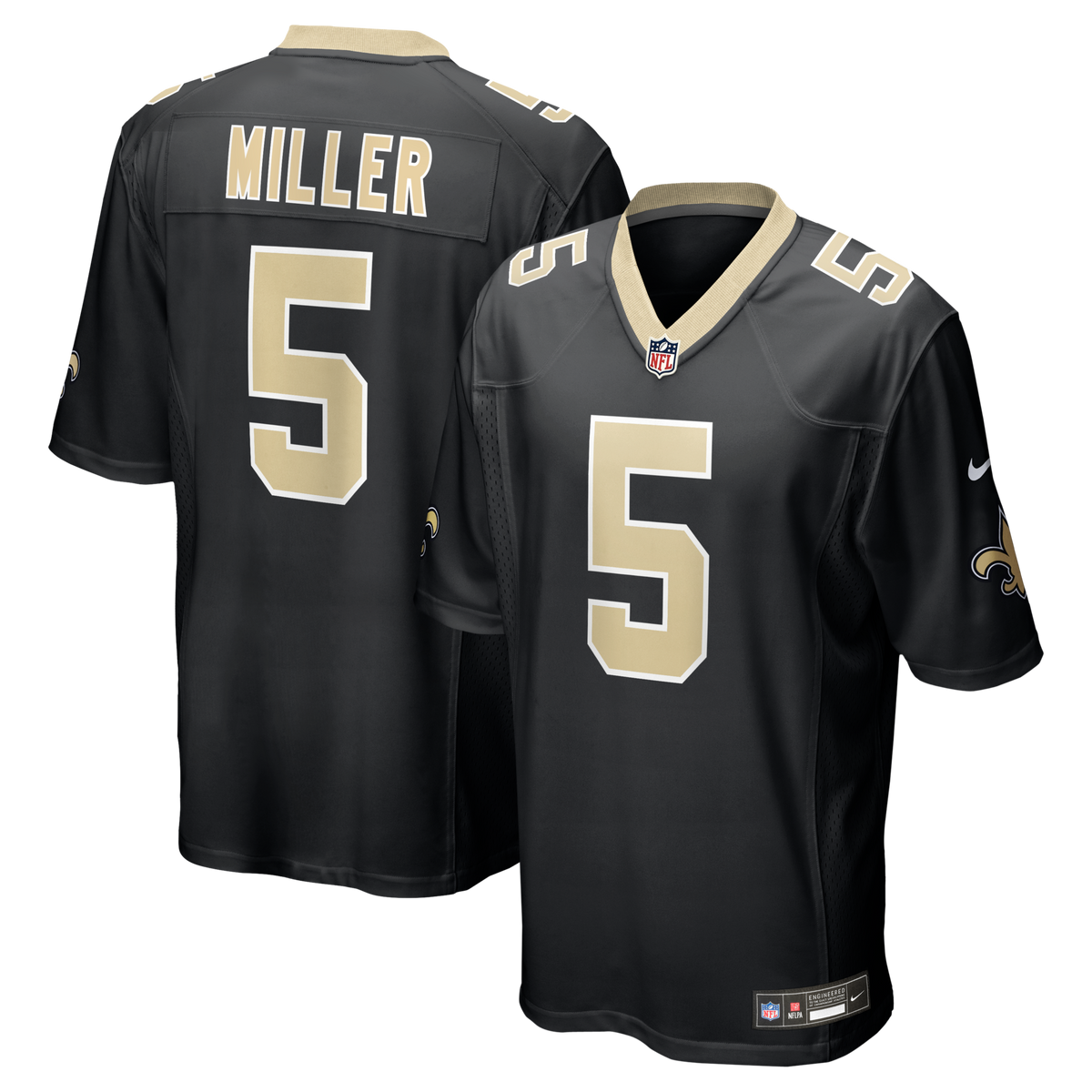 New Orleans Saints Kendre Miller Black Team Game Jersey