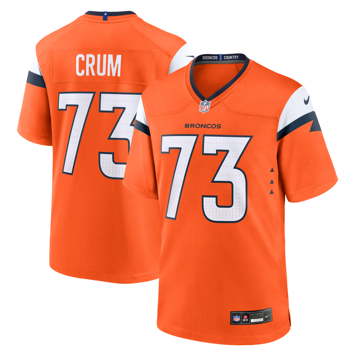 Denver Broncos Frank Crum Nike Orange Team Game Jersey