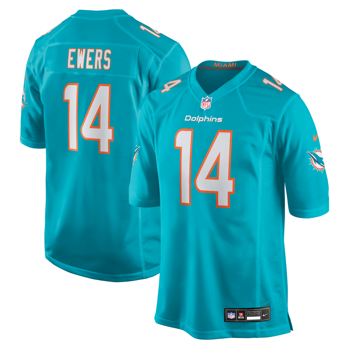 Miami Dolphins Quinn Ewers Aqua Team Game Jersey
