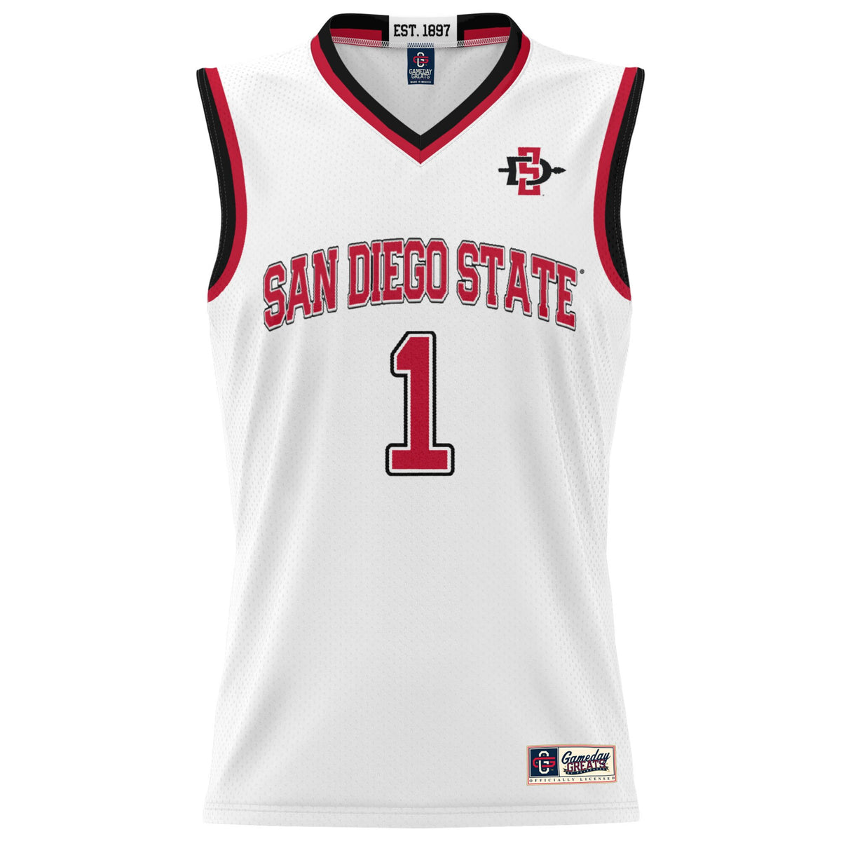 #1 San Diego State Aztecs GameDay Greats Lightweight Basketball Fashion Jersey - White