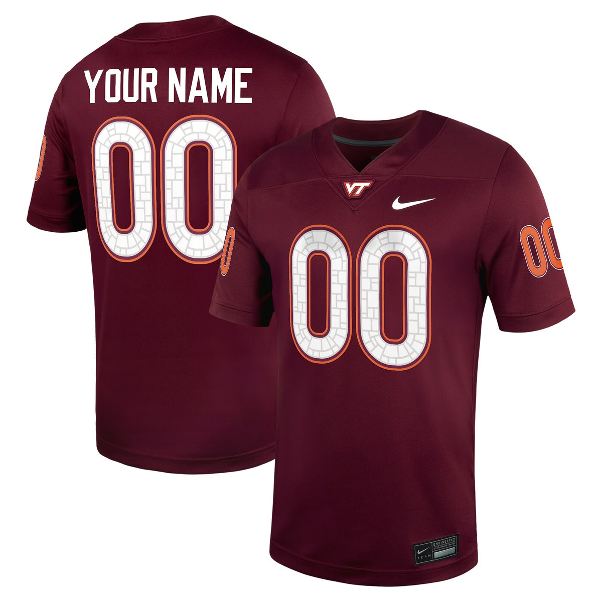 Virginia Tech Hokies Custom Football Game Jersey - Maroon