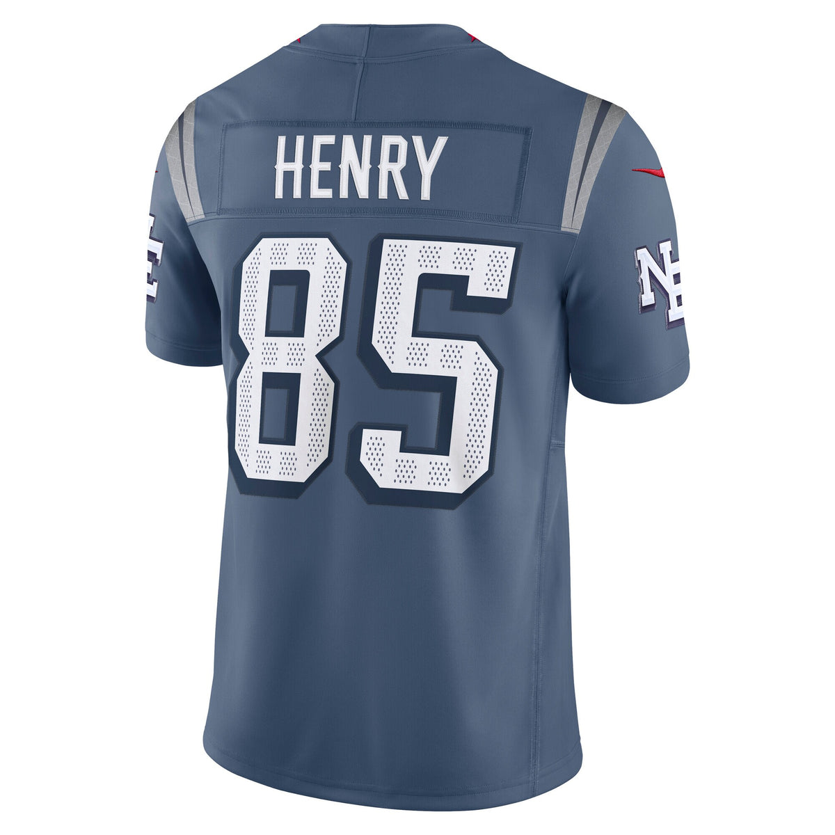New England Patriots Hunter Henry Storm Blue 2025 Rivalries Collection Stitched Limited Jersey