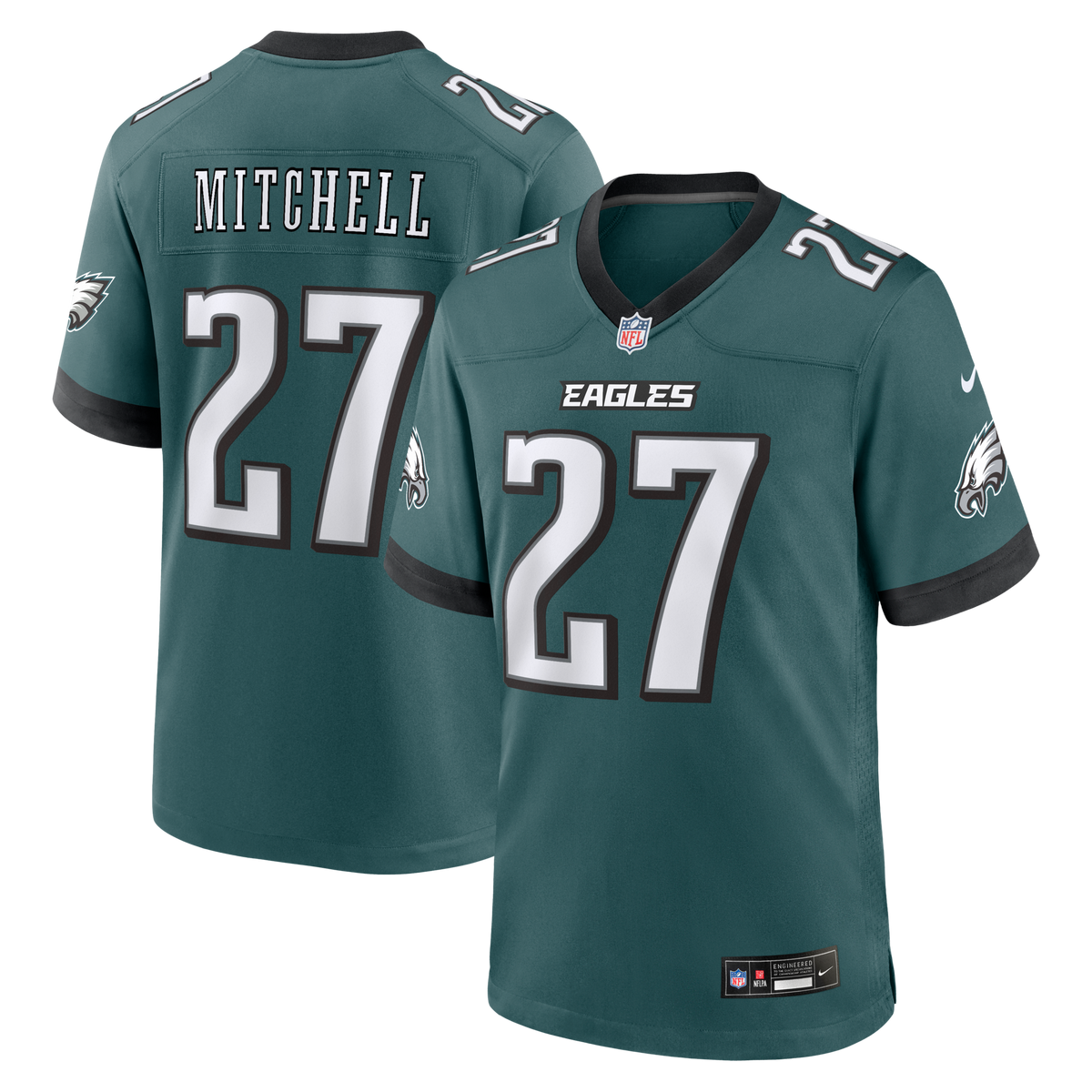 Philadelphia Eagles Quinyon Mitchell Midnight Green Team Game Jersey