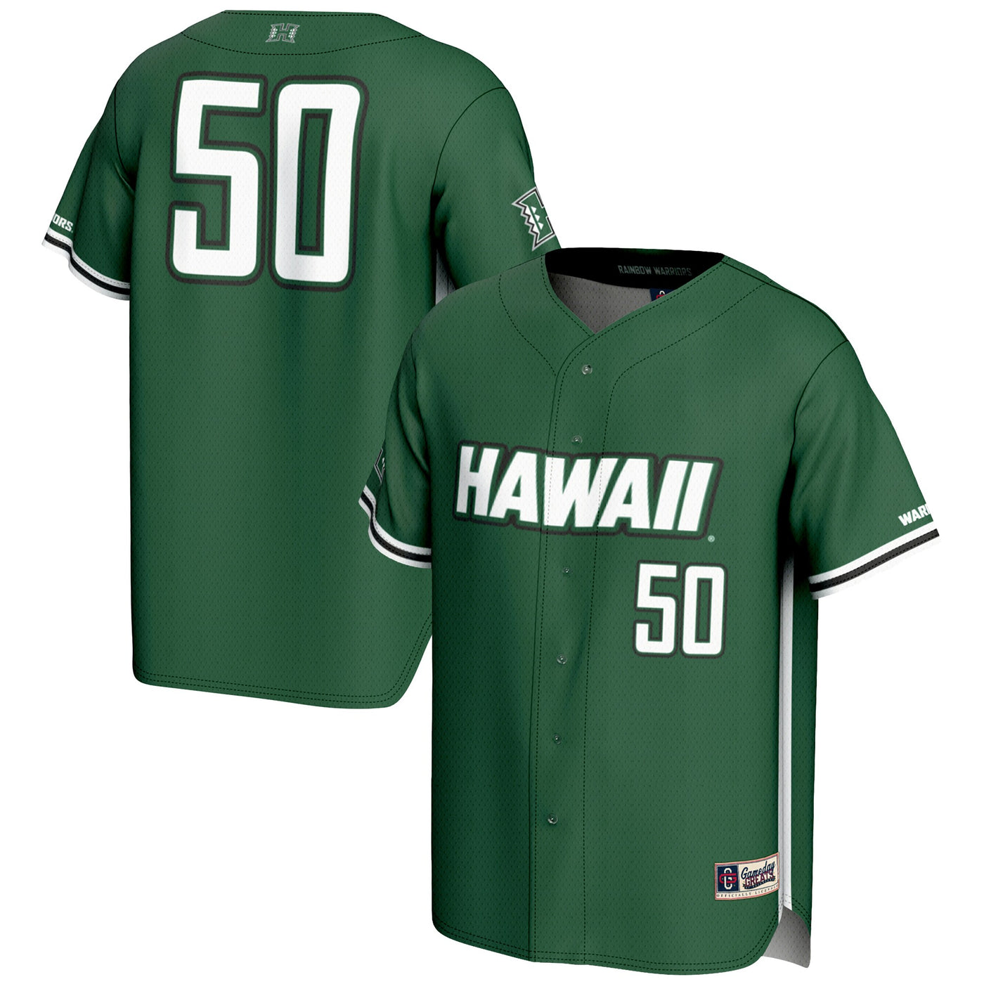 GameDay Greats #1 Green Hawaii Rainbow Warriors Lightweight Baseball Jersey
