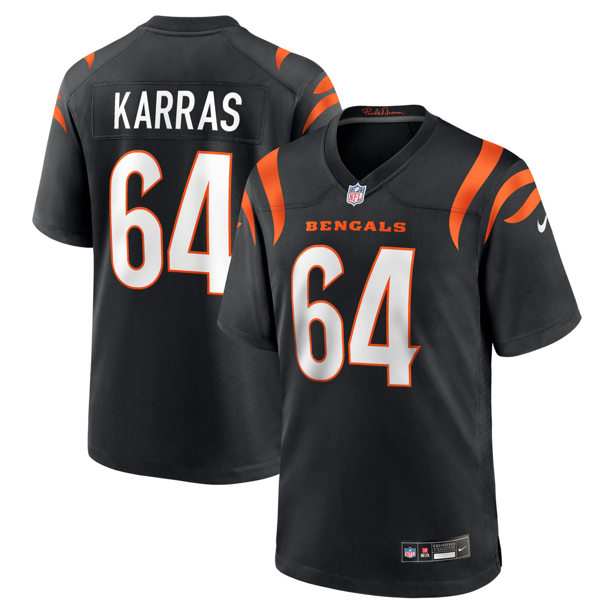 Cincinnati Bengals Ted Karras Black Game Player Jersey