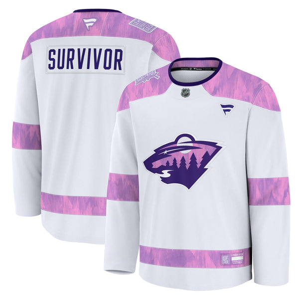 Minnesota Wild Fanatics White Hockey Fights Cancer Survivor Practice Jersey