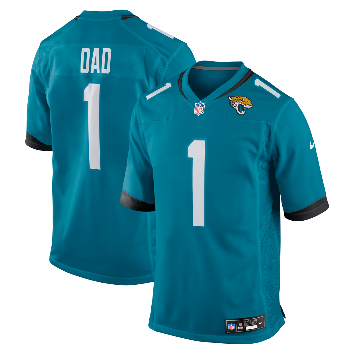 Jacksonville Jaguars Number 1 Dad Teal Game Jersey