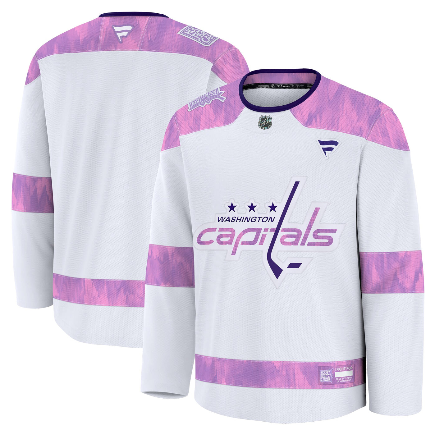 Washington Capitals Fanatics White 2024 Hockey Fights Cancer Practice Jersey