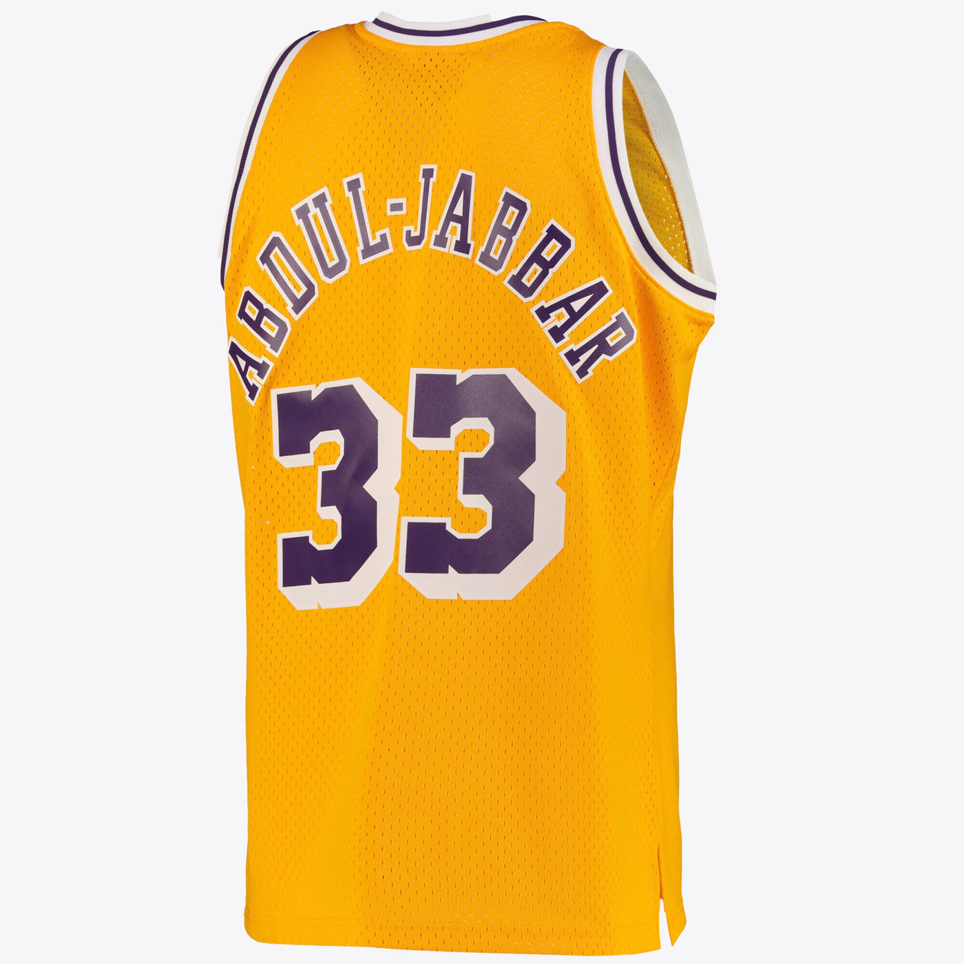Los Angeles Lakers Kareem Abdul-Jabbar Road Swingman Jersey By Mitchell & Ness - Light Gold -