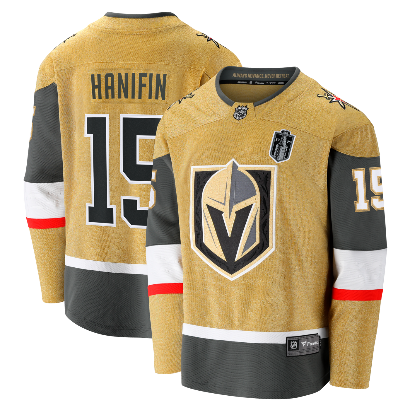 Vegas Golden Knights Noah Hanifin Fanatics Gold 2026 Stanley Cup Final Breakaway Jersey